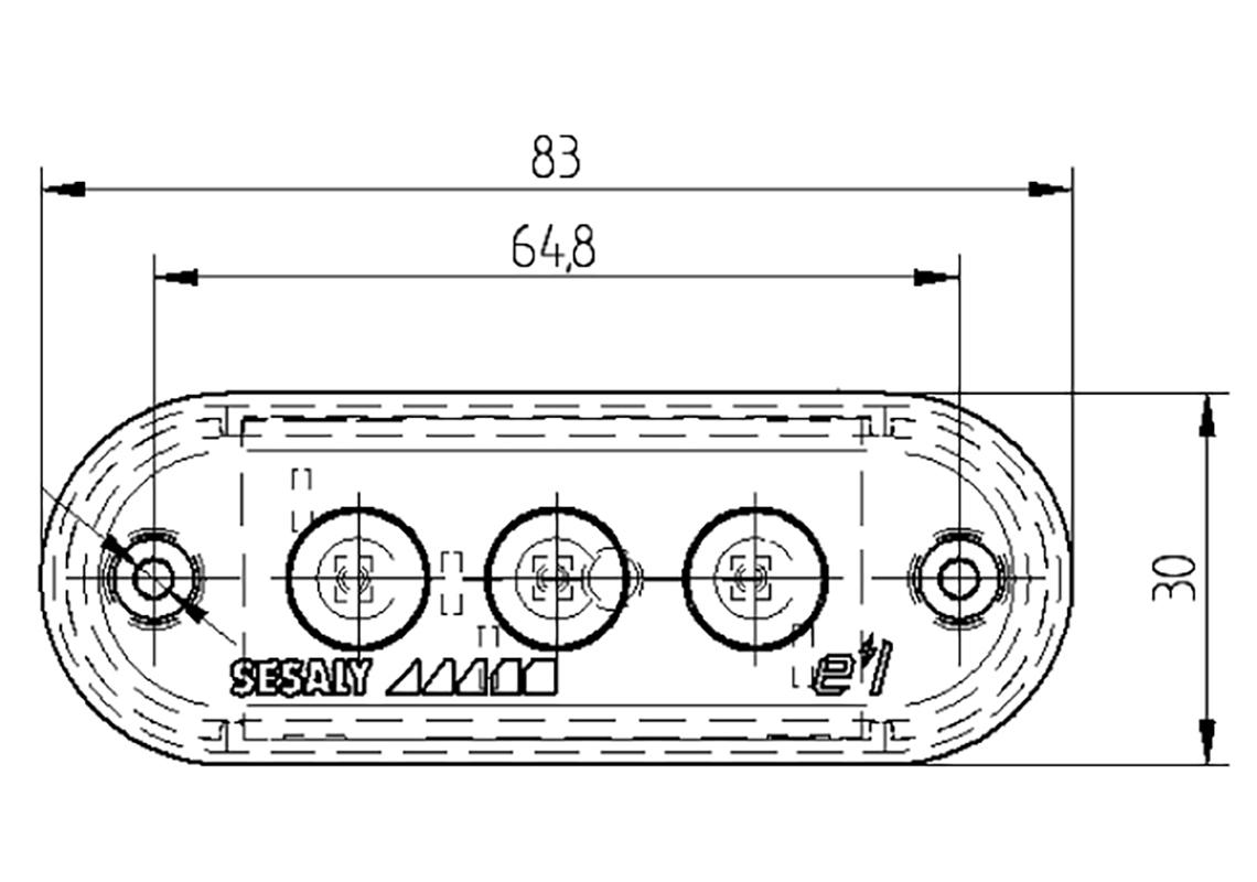 Markierungsleuchte (3 LEDs) zum Aufkleben für Busse und Reisebusse